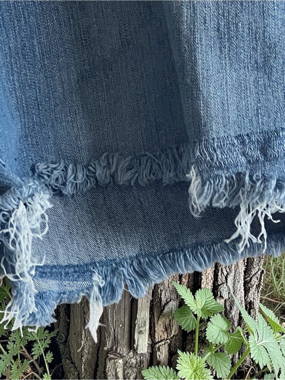 new directions Blue Denim Frayed Hem Jean Shorts - Picture 2 of 4